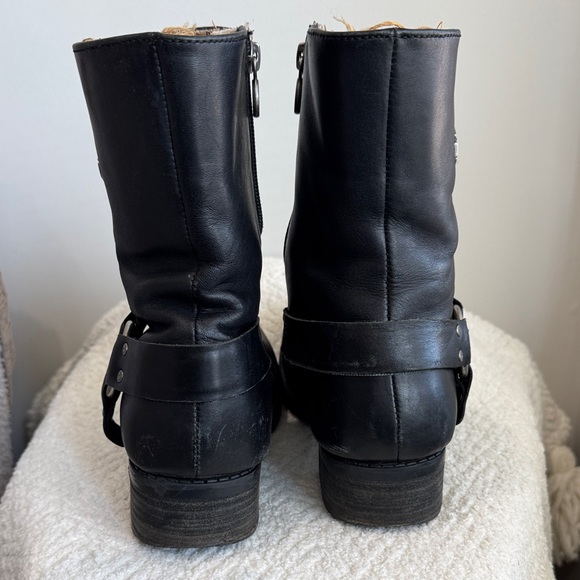 Harley-Davidson Women’s Black Leather Harness Moto Boots with Zip Sz 8.5 - Picture 6 of 10